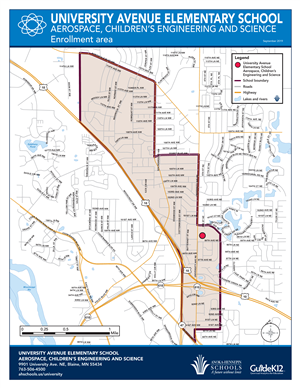 Univeristy Avenue enrollment area map 